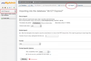 Import MySQL databázy